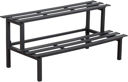 Sturdy 2-Tier Metal Plant Stand for Outdoor & Indoor, Decorative Planter Display Shelf Unit for Garden Patio Balcony Living Room