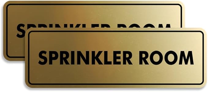 Signs ByLITA Standard Sprinkler Room Sign (Brushed Gold) - Small 2 Pack