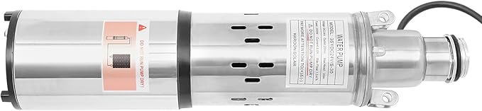 Deep Well Submersible Pump DC 24V 200W Electric Solar Powered Water Pump, 5.3 GPM Flow, 98ft Lift, Farm Ranch Irrigation Submersible Bore Hole Deep Well Pump