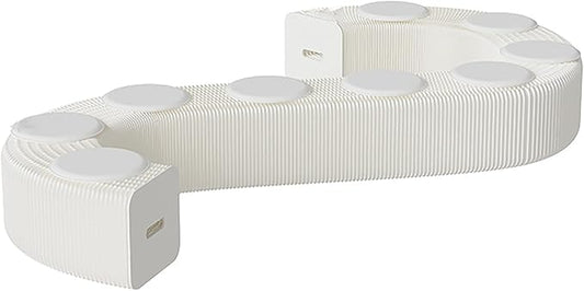 Foldable Kraft Paper Stool, Honeycomb Accordion Folding Bench, Collapsible Paper Stool for Small Spaces, Portable Footrest and Side Table for Living Room and Office,White-30×30×600cm