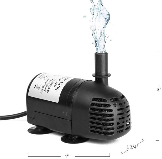 12V-24V DC Brushless Submersible Water Pump 196 GPH for Solar Fountain Hydroponics and Aquaponics