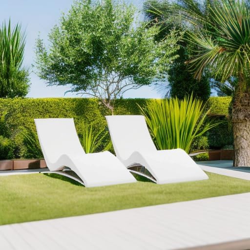 Aqua Outdoors Pool Chaise Lounge Chairs for Ledge & Shelf, Water-Weighted Pool Lounger for Depths Up to 9”, No Screw Plugs & Tools Needed, Classic White Ledge Lounger, Set of 2