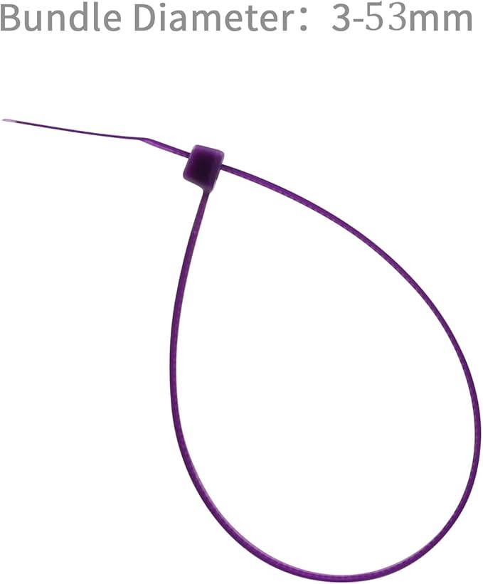 XINGO 100PCS Cable Zip Ties Heavy Duty, Premium Nylon Plastic Wire Ties with 50 Pounds Tensile Strength, Self-Locking Black Nylon Zip Ties for Indoor and Outdoor (8 inch, Purple)