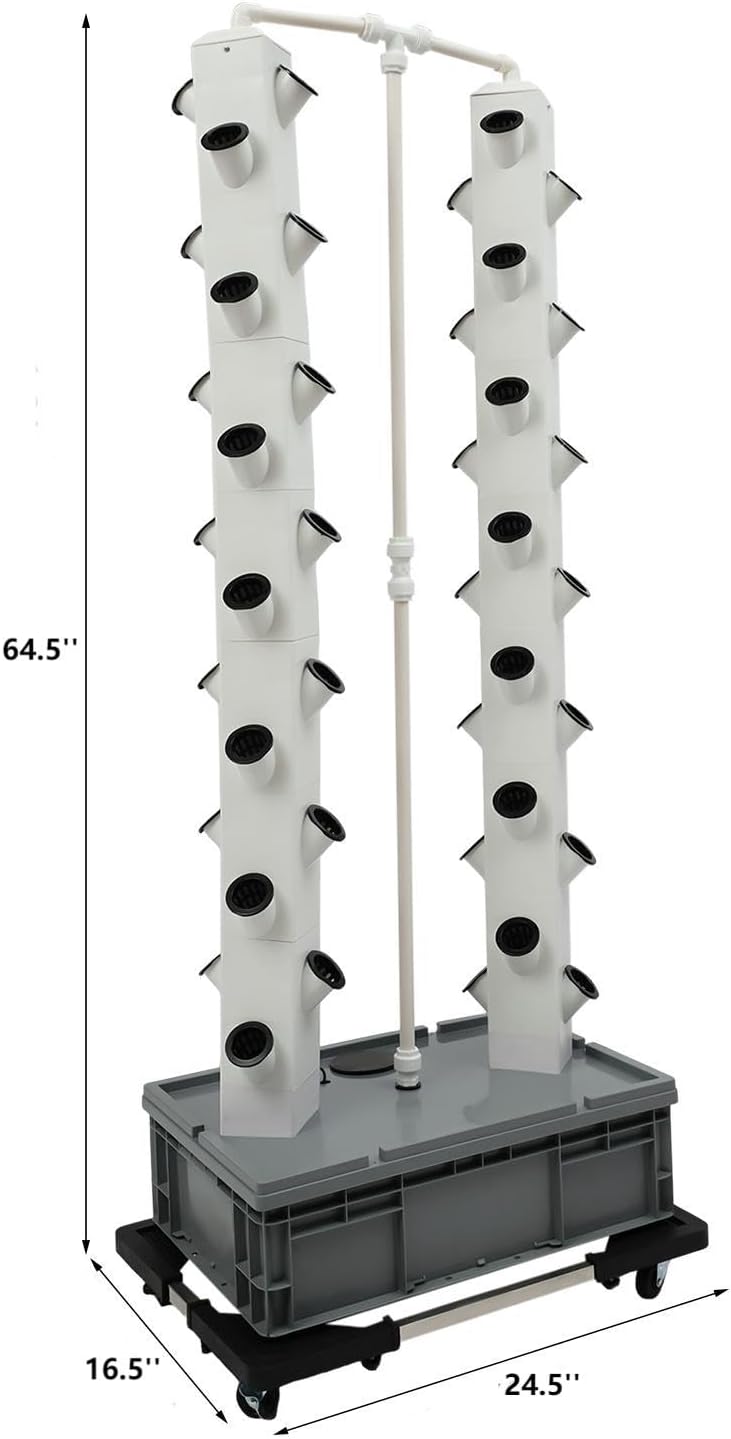 Hydroponic Growing Tower System Kit, 56-Plant Vertical Hydroponics Garden Tower with LED Grow Light, for Outdoor Indoor Herbs Fruits Vegetables Smart Garden Planter Kit
