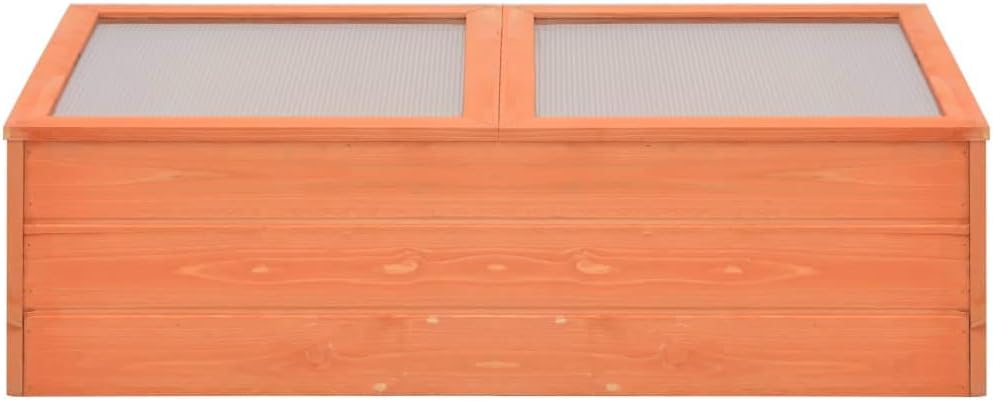 Wooden Garden Portable Greenhouse Sturdy Cold Frame Raised Plants Bed Protection with 2 PC Boards and Openable Top Door Raised Flower Planter Box 39.4"x19.7"x13.4"