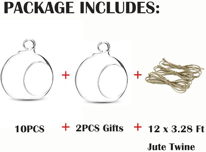 Set of 12 Air Plant Holder Hanging Glass Globe Tea Light Candle Holders Home Wedding Party Centerpieces Decor Indoor Outdoor Tealight Candleholders (12Pcs 4 inches Diameter)