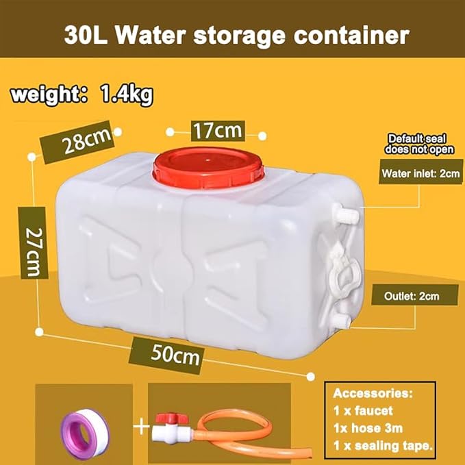 Water Storage Tank for Camping, Plastic Water Containers with Spigot for Emergency Water Storage Household Outdoor Camping Hiking Self-Driving Tour(Size:30L)