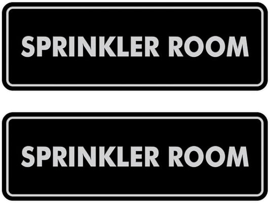 Signs ByLITA Standard Sprinkler Room Sign (Black/Silver) - Small 2 Pack