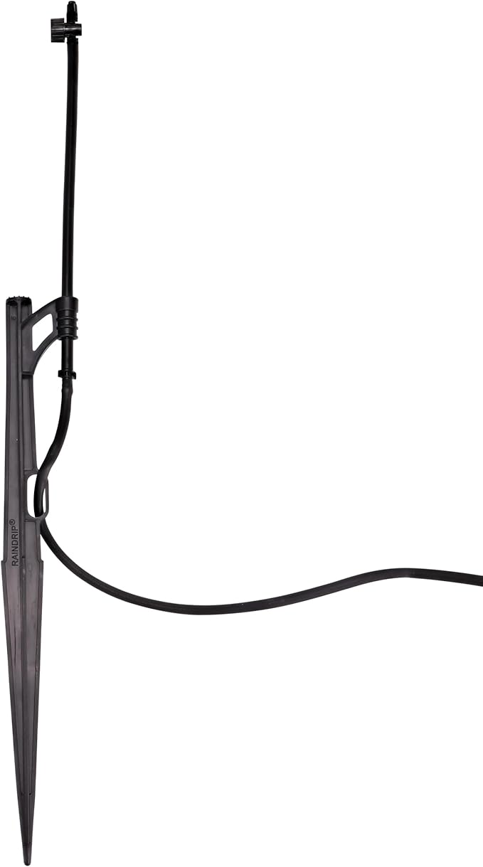 Raindrip 173CPUB, Adjustable Flow Micro Sprinkler Assembly, Quarter-Circle Pattern, Fan Spray, 1/4-Inch Clamp N Pierce® Inlet, Riser & 13-Inch Stake, Drip Irrigation Emitters for Drip Irrigation Gardening Systems, Black