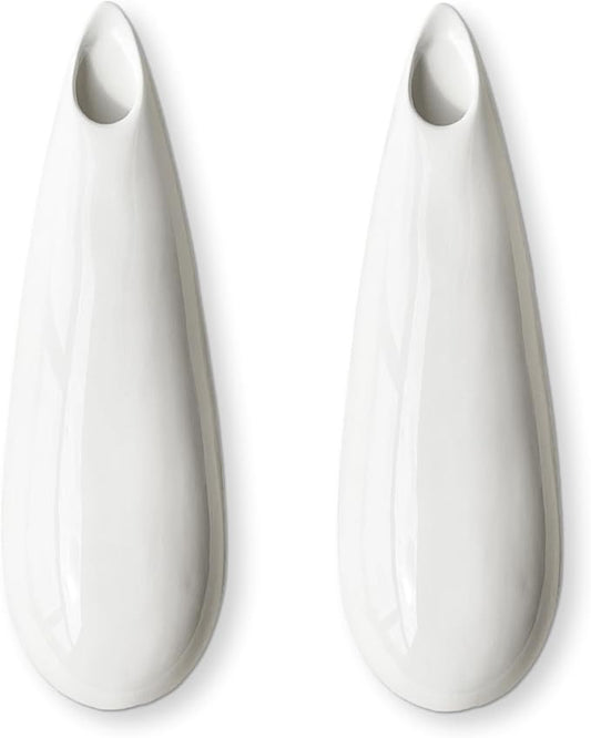 2 Pack White Ceramic Wall Vases,11.8 Inch Wall Hanging Plant Holder,Cubicle Modern Decor Plant Holder Vase for Indoor Plants, Hanging Propagation Flower Pots for Air Vases
