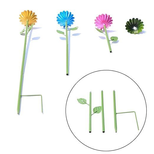 4-Pack Bee Watering Station | Flower-Design Metal Cups | Colorful Garden Decor (Red, Green, Blue, Yellow) | Easy Install | Durable | Bee/Butterfly Feeder & Bath