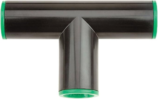 Raindrip R305CT Compression Tee, 1/2-Inch, 2-Pack, Drip Irrigation Fitting for Supply Tubing and Dripline, Black with Green