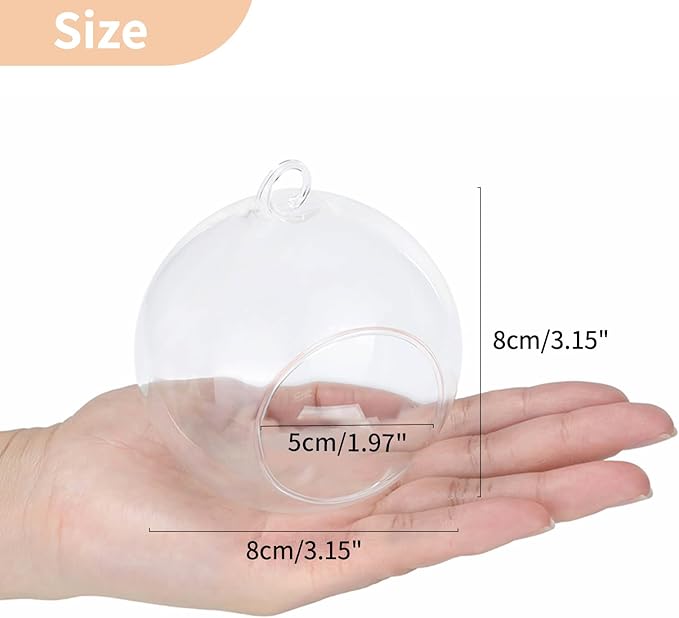 24 Pcs 3.15"/ 8cm Hanging Glass Tealight Holder Globe, Plant Terrariums Glass Orbs, Air Plants Tea Light Candle Holders, Home Decor Indoor Outdoor Garden (20 Pcs + 4 Pcs)