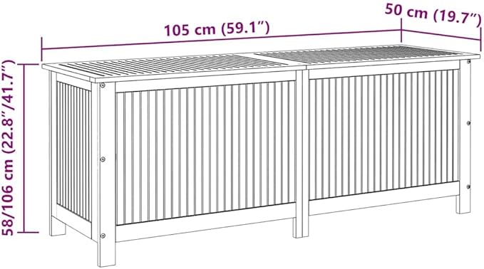 vidaXL Outdoor Storage Box, Deck Box with Gas-Lift Lid, Storage Chest with Water-Resistant Zippered Bag Inside, 59.1''x19.7''x22.8'', Solid Acacia Wood