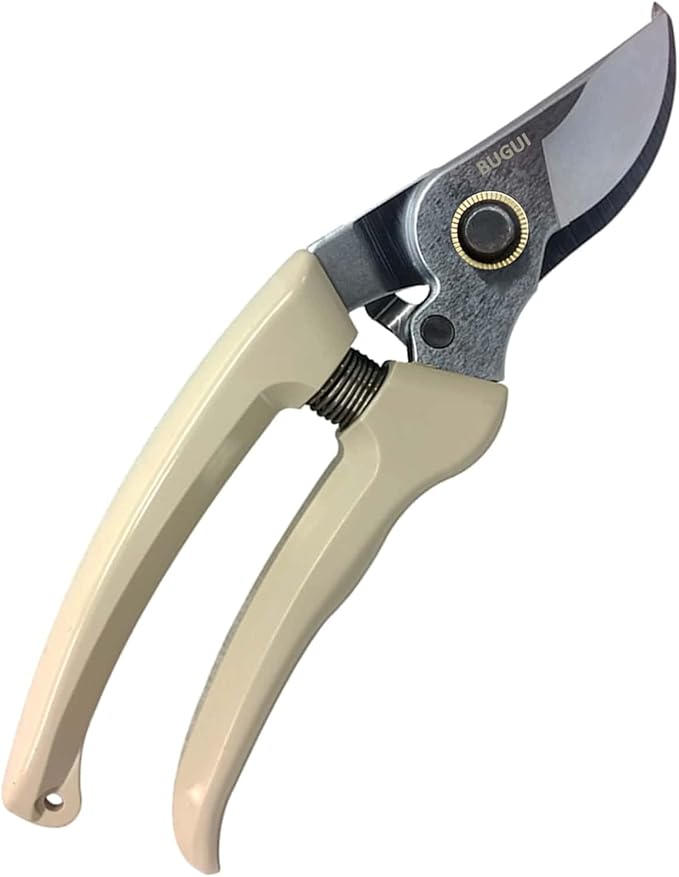 BUGUI Pruning Shears Garden Shears - Premium Alloy Steel Bypass Pruner, Precision-ground Blades, Heavy Duty Gardening Tools, 7" (H101)