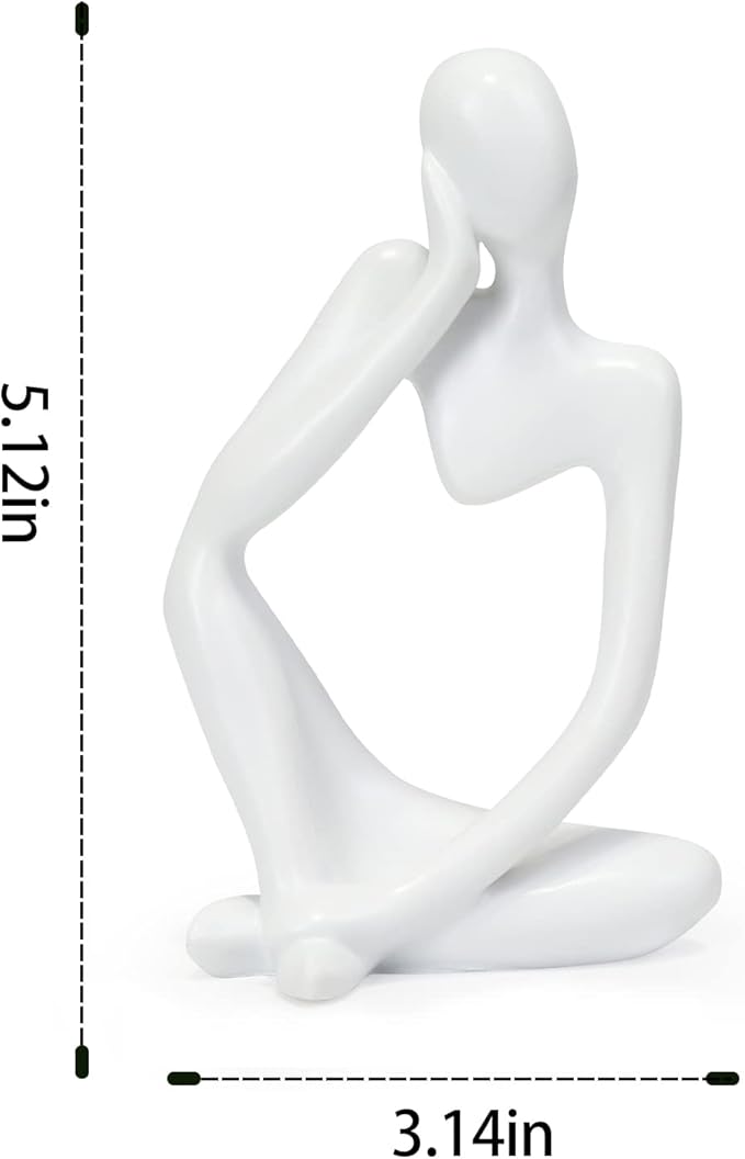 INNOLITES Resin Statue Thinker Style Decoration Abstract Sculptures Collectible Figurines for Home Decor Modern Office Shelf Desktop（White Left）