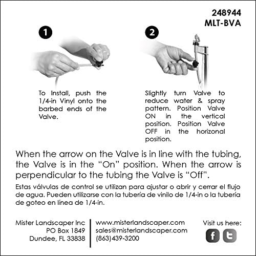 Mister Landscaper MLT-BVA 1/4" Vinyl On/Off Drip Irrigation Valve (3 Quantity)