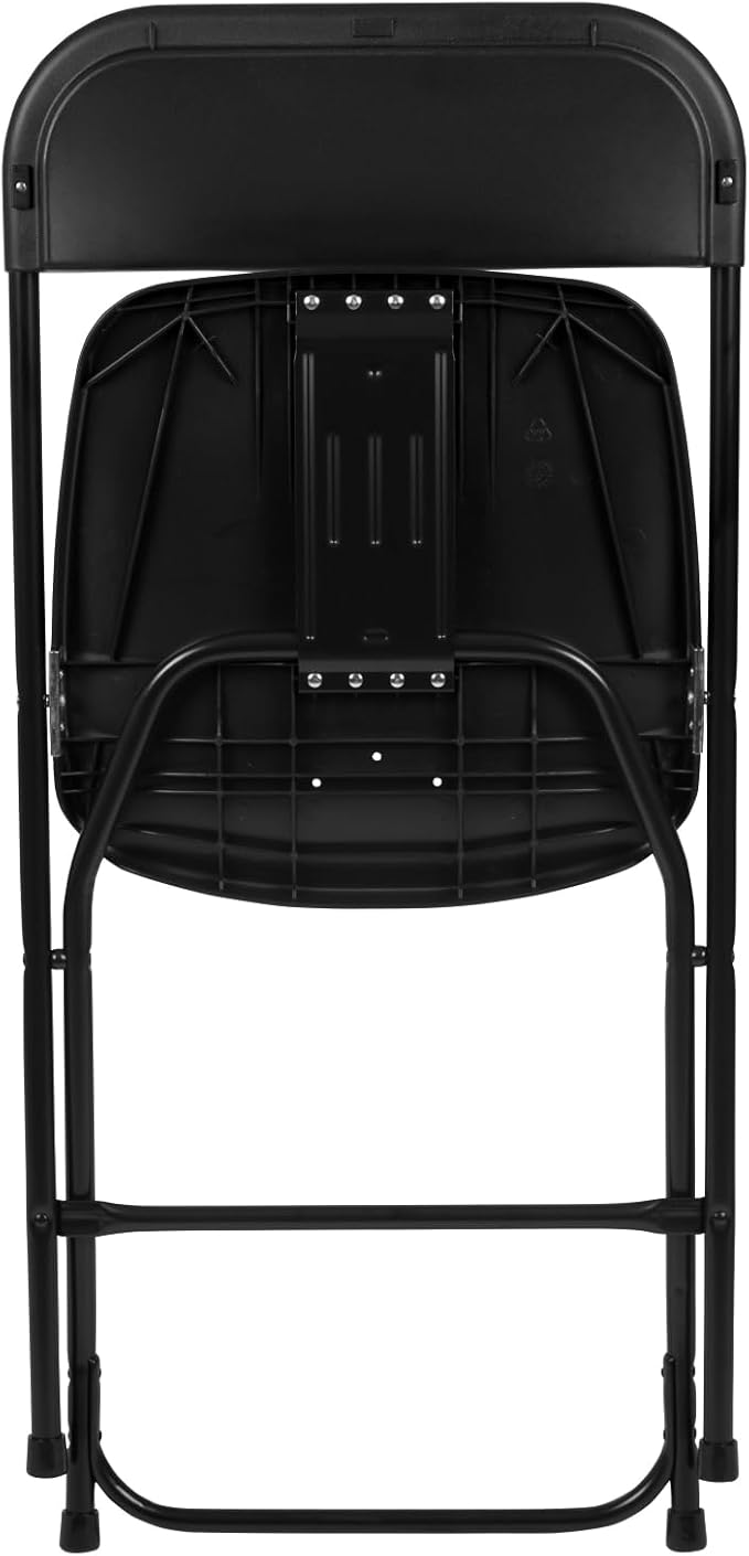 Flash Furniture Hercules Series Plastic Folding Chairs for Parties and Weddings, Stackable Commercial Event Seats with 650-lb. Static Weight Capacity, Set of 2, Black