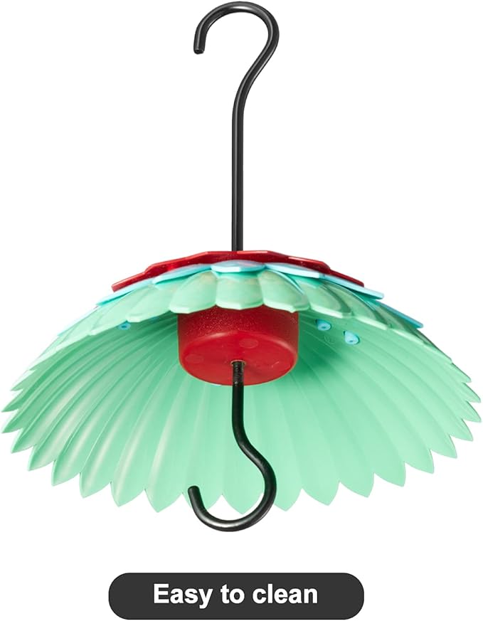 8" Nectar Defender for Hummingbird Feeder with Ant Guard, Skaithee Bird Feeder Baffle with Ant Moat & Rain Guard & Shepherd Hooks, Bright Colors Attract More Humming & Wild Birds (Green 8 inches)