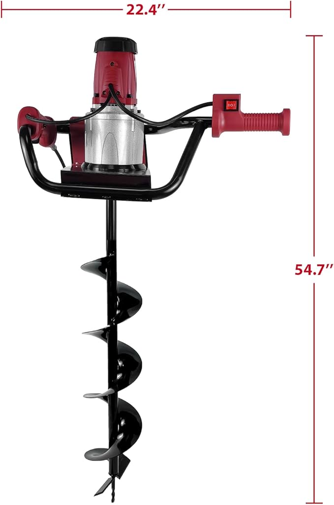 JKCHENPRO Earth Auger with Reverse Function, 1500W Electric Post Hole Digger with 6" Drill Bit, 110V Electric Powered Auger for Fence Posts, Tree Planting, Landscaping & Gardening
