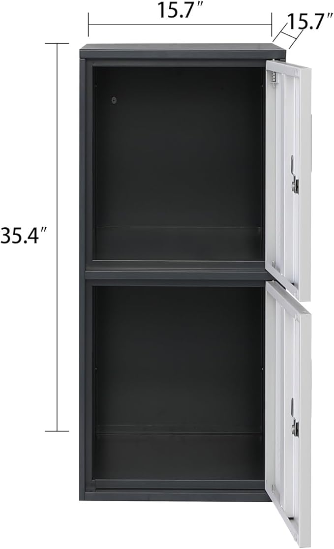 2 Door Metal Storage Locker Cabinet for Office, Home, Gym, School, Steel Cabinet to Storage File, Toys, Shoes and Sports Equipment, Locker Organizer for Gym Office Bedroom (2 Door, Grey)