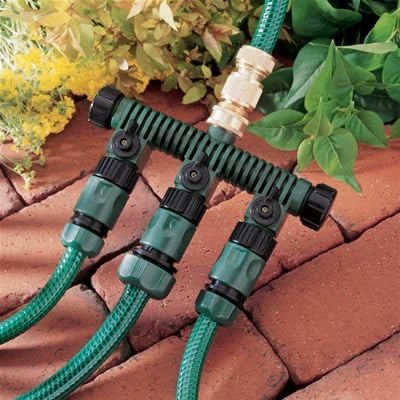 Orbit 3 Pack 5 Port Hose Faucet Watering Manifold with Three Shut Off Valves