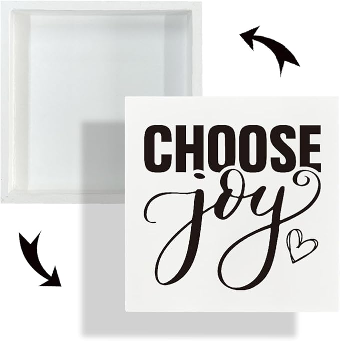 Inspirational Sign, Decorative Wooden Plaques, Rustic Farmhouse Home Decor, Shelf Decoration, Box Signs Decor Tabletop, Office Desk Decoration, Choose Joy Sign 5×5×1.2inches