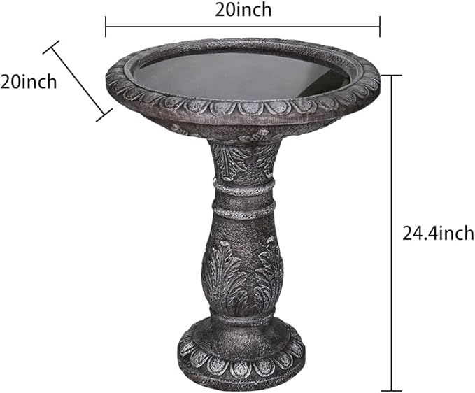 Outdoor Bird Bath for Garden Decoration - 24.4" H * 20" Φ Bird Bath for Outside, Classical Birdbath Patio or Yard
