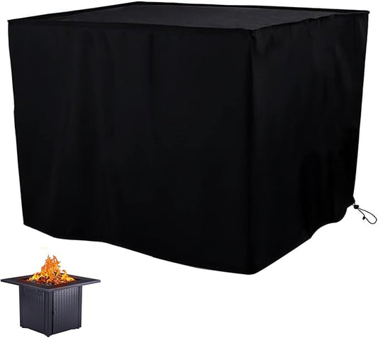 Fire Pit Cover Patio Cover Square 600D Heavy Duty Fire Pit Covers 32x32x24 Inch Outdoor FirePit Covers for 28 29 30 31 Inch Square Fire Pit