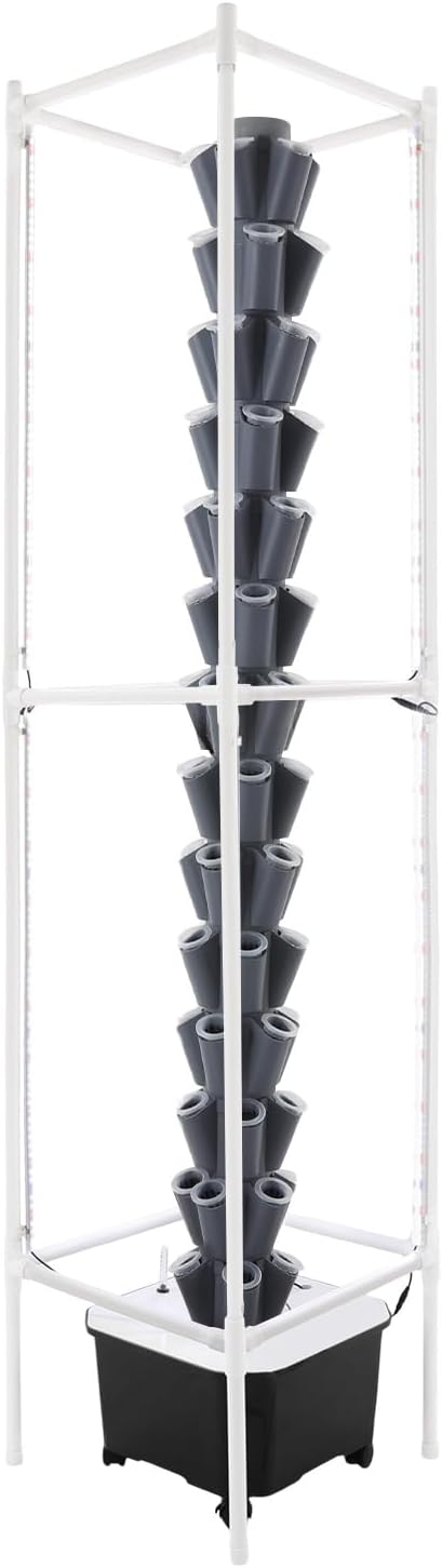 Hydroponic Growing Tower System Kit, 70-Plant Vertical Hydroponics Garden Tower with LED Grow Light, for Outdoor Indoor Herbs Fruits Vegetables Smart Garden Planter Kit