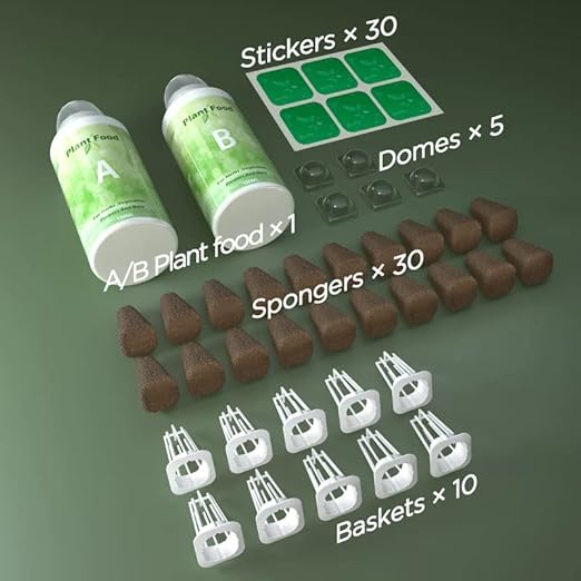 LetPot 77 Pcs Seed Pod Kits, Square Grow Anything Kit for Hydroponics, with 2 A&B Nutrient Plant Foods and 30 Sponges, 5 Domes, 10 Baskets, 30 Stickers, Compatible with LetPot Mini, YOOCAA, QYO, LYKO