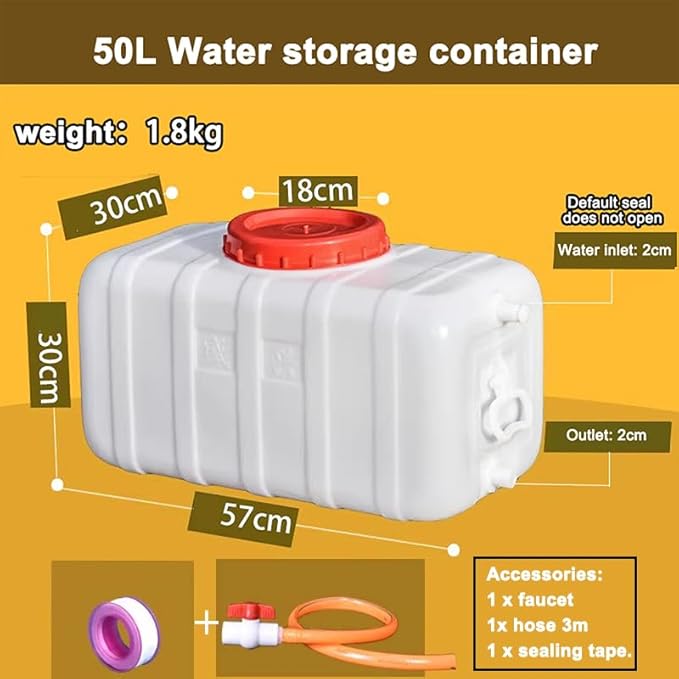 Water Storage Tank for Camping, Plastic Water Containers with Spigot for Emergency Water Storage Household Outdoor Camping Hiking Self-Driving Tour(Size:50L)