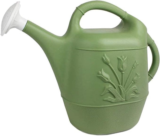 PMU 2 Gallon Watering Can - Garden Watering Can for Indoor & Outdoor Plants - Plastic Water Can with Detachable Sprinkler Head - Large Water Pot, Made in USA - Sage Green Pkg/1