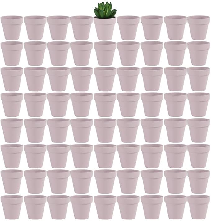 Yishang 72 pcs Small Mini Pink Clay Pots, 2.5'' Terracotta Pot Clay Ceramic Pottery Planter,Cactus Flower Terra Cotta Pots,Succulents Nursery Pots,with Drainage Hole,Great for Crafts,Wedding Favor
