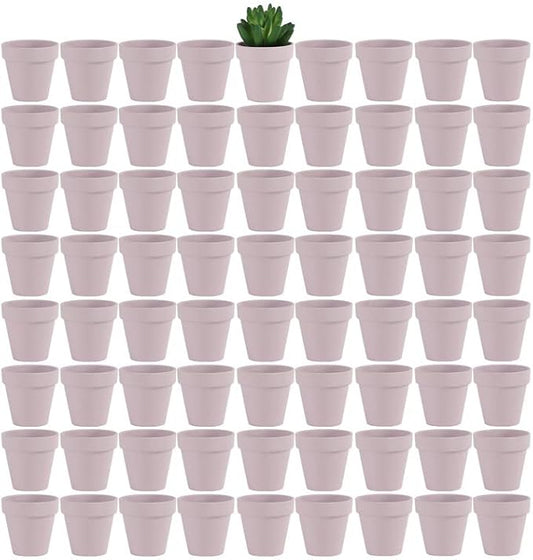 Yishang 72 pcs Small Mini Pink Clay Pots, 2.5'' Terracotta Pot Clay Ceramic Pottery Planter,Cactus Flower Terra Cotta Pots,Succulents Nursery Pots,with Drainage Hole,Great for Crafts,Wedding Favor