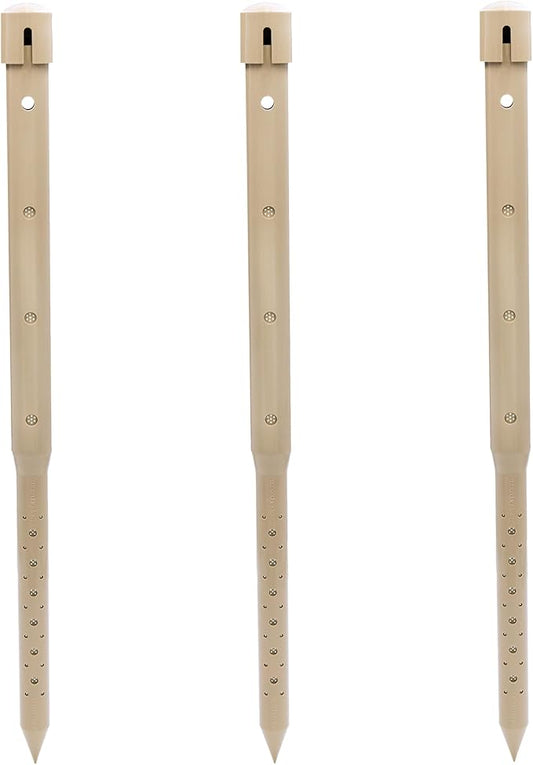 DEEP DRIP 24-inch Tree Watering Stake (3 Pack, Tan) | UV-Protected ABS Plastic Deep Root Irrigation Spike for Fruit, Flowering, Nut Trees