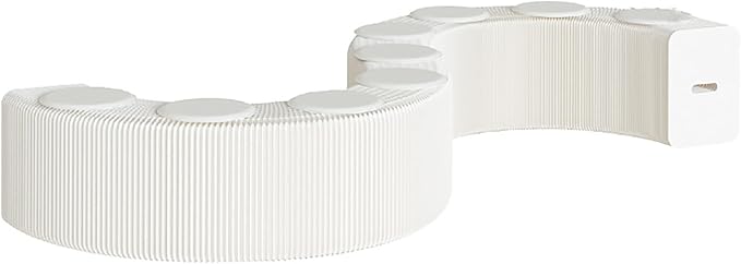Foldable Kraft Paper Stool, Honeycomb Accordion Folding Bench, Collapsible Paper Stool for Small Spaces, Portable Footrest and Side Table for Living Room and Office,White-44×31×600cm