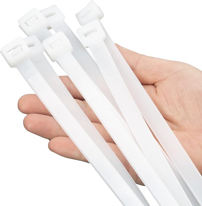 XINGO 20 inch White Zip Ties Heavy Duty 40 PCS, 250 LBS Ultra Strong Plastic Wire Ties, Large Cable Ties Extra Long Tie Wraps, Indoor and Outdoor UV Resistant