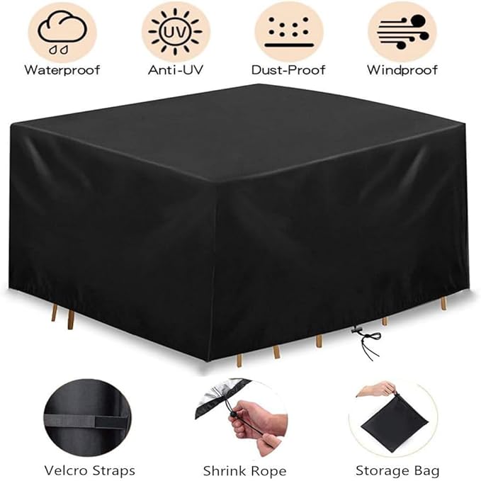 Fire Pit Cover, 34" x 34" x 30" Square Gas Fire Pit Cover, Waterproof 600D Heavy Duty Square Patio Fire Pit Table Cover, Full Coverage Dustproof Anti UV OutdoorFire Pit Covers