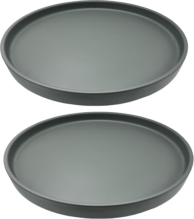 2 Pack Ceramic Plant Saucer Pot Tray 6 Inch, Planter Saucers 4 5 6 7 8 9 10 11 12 13 Inch for Indoors Outdoor, Durable Sturdy Flower Drainage drip Water Tray for Glazed Pots Base (6.4 Inch-Grey)