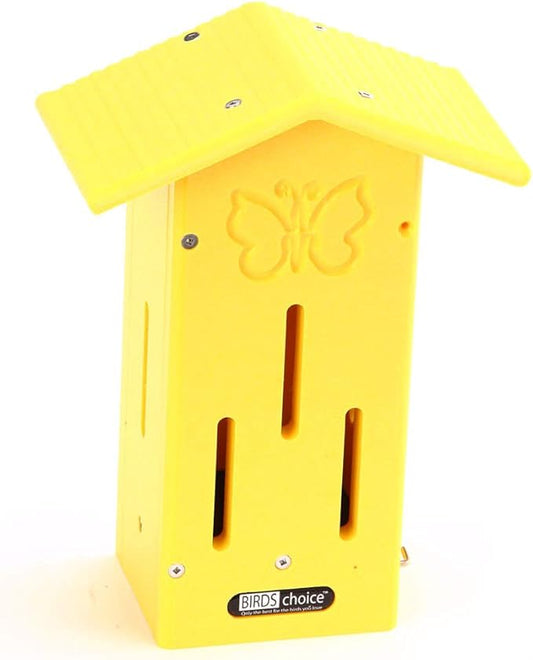 Birds Choice SNPMBFH Recycled Pole Mounted Butterfly House w/ Engraved Butterfly Silhouette, Butterfly House, 12.25", Yellow