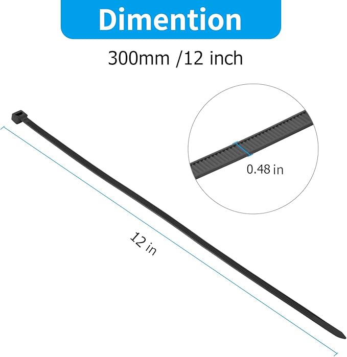 XINGO 12 inch White Zip Ties Heavy Duty 80 PCS, 250 LBS Ultra Strong Plastic Wire Ties, Large Cable Ties Extra Long Tie Wraps, Indoor and Outdoor UV Resistant