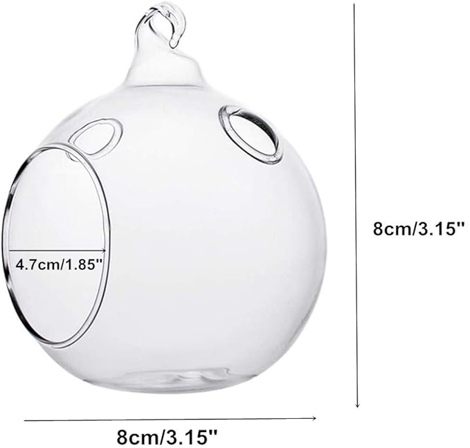 18 Pcs Clear Hanging Glass Candle Holder Decorative Hanging Chandeliers, 3.15"/8cm Led Light Candleholders Mini Home Decor Planters, Small Plant Terrarium Globes for Garden Wedding Party Decoration
