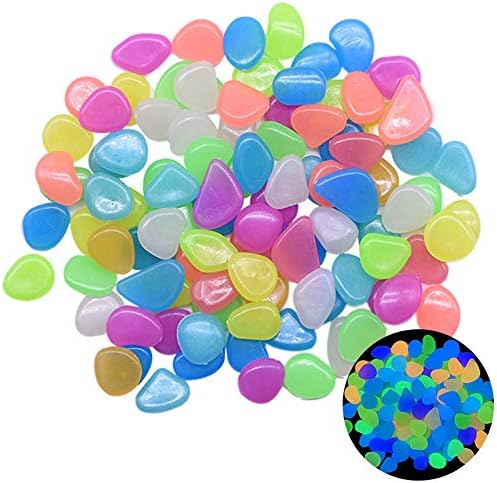 Oubest Glow in The Dark Pebbles/Glow Stones/Glowing Rocks Blue Decor for Garden/Fish Tank/Aquarium/Walkway/Driveway/Plant Pots/Bonsai (500, Multi-Colored)