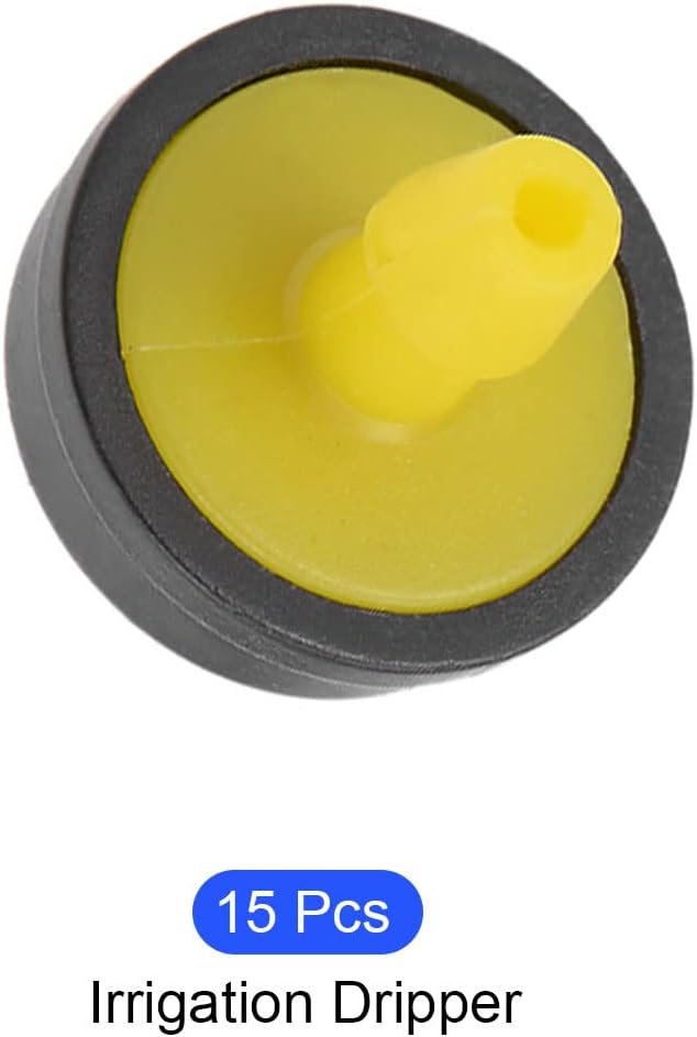 METALLIXITY Pressure Compensating Dripper, (5 Gallon Per Hour) 15Pcs, Plastic Irrigation Drip Emitters - for Watering Garden Lawn Plants, Yellow