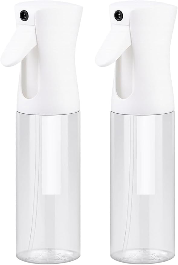 VIGOR PATH Continuous Spray Bottle with Ultra Fine Mist - Versatile Water Sprayer for Hair, Home Cleaning, Salons, Plants, Aromatherapy, and More - Empty Hair Spray Bottle (Clear - 10oz - 2pack)