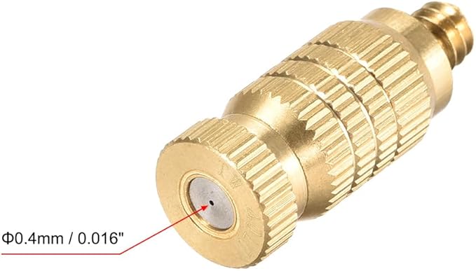 uxcell Brass Misting Nozzle - 3/16-inch Threaded 0.4mm Orifice Dia Fogging Spray Head for Outdoor Cooling System - 5 Pcs Golden