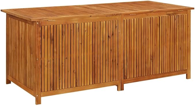vidaXL Outdoor Storage Box, [Load Capacity Gallon] Deck Box with Gas-Lift Lid, Storage Chest with Water-Resistant Zippered Bag Inside, 68.9''x31.5''x29.5'', Solid Acacia Wood