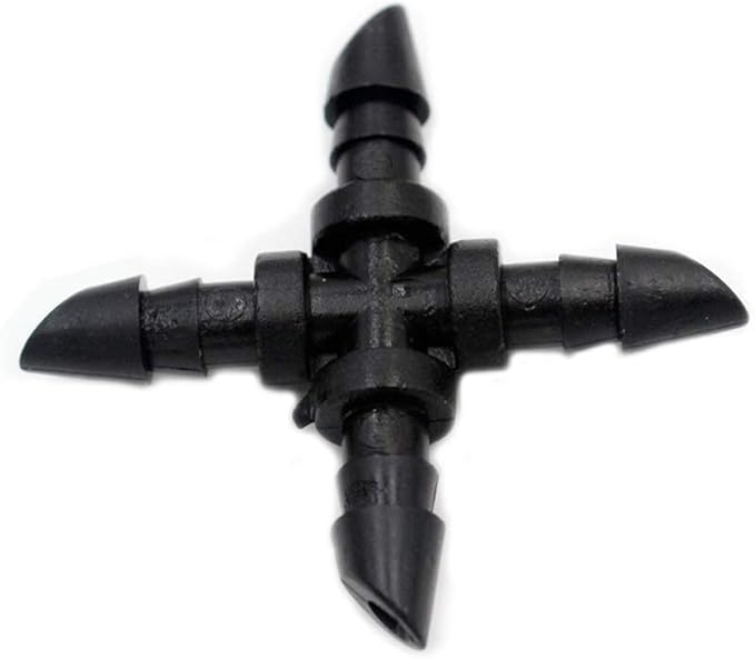 50 Pieces 1/4 Inch Barbed Cross Fittings Barbed Cross Connecters 4 Way Garden Watering Cross Connector Drip Irrigation Tubing Fit for 4mm/7mm Tube for Flower Bed Vegetable Garden Home and Garden