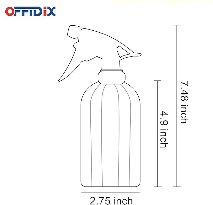 OFFIDIX Glass Spray Bottle, Fine Mist Plant Mister Handheld Pressure Spray Bottles,0.4L/13.5oz Watering Can with Adjustable Nozzle for Outdoor Indoor Gardening and Cleaning Work (Green)
